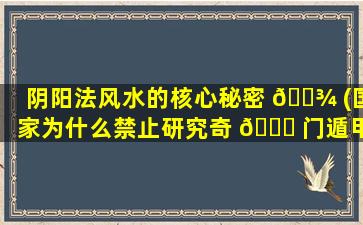 阴阳法风水的核心秘密 🌾 (国家为什么禁止研究奇 🐋 门遁甲)